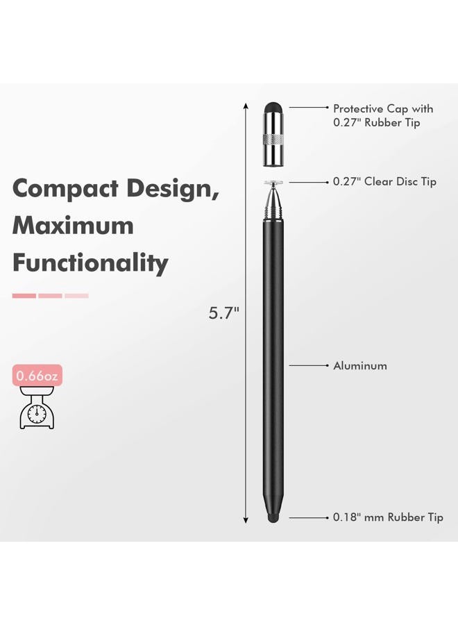 MEKO 3 in 1 Stylus Pens for Touch Screens, High Sensitivity & Precision Capacitive Stylus for Apple iPad iPhone Tablets Samsung Galaxy All Universal Touchscreen Devices (2 Pack-Black/Rose Gold) - Image 3