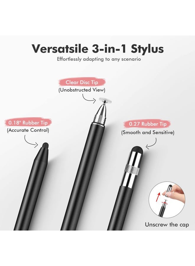 MEKO 3 in 1 Stylus Pens for Touch Screens, High Sensitivity & Precision Capacitive Stylus for Apple iPad iPhone Tablets Samsung Galaxy All Universal Touchscreen Devices (2 Pack-Black/Rose Gold) - Image 2