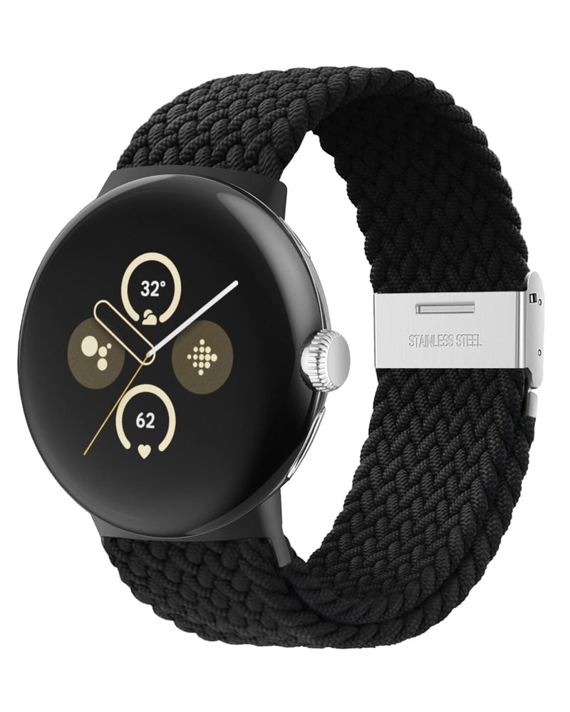 BandRain Stretchy Braided Bands Compatible with Google Pixel Watch 3 41mm/Pixel Watch 2 Band/Google Pixel Watch Band - Upgraded Connector - Elastic Nylon Breathable Sport Straps for Women Men - Image 1