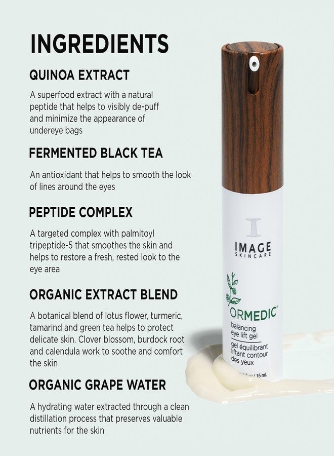 IMAGE SKINCARE صورة للعناية بالبشرة، جل رفع العين المتوازن من أورميديك، يرطب، يهدئ، يحسن الخطوط الدقيقة، ويقلل الانتفاخ، لمظهر مريح، 0.5 أونصة سائلة - Image 5