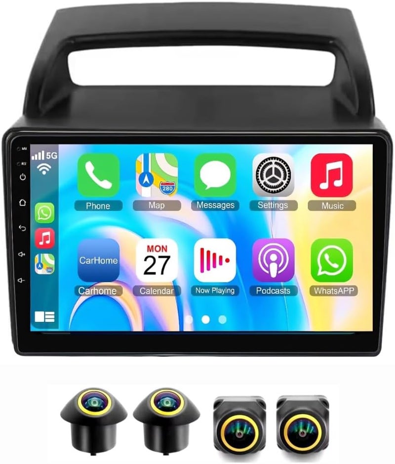Vierex Fit Kia Carnival Car Stereo Carnival Android Screen 2006-2014 with Wireless CarPlay, Android Auto, GPS Navigation, BT, WiFi, FM Radio, Steering Controls AHD Camera Included 4GB RAM 32GB ROM 360D - Image 1