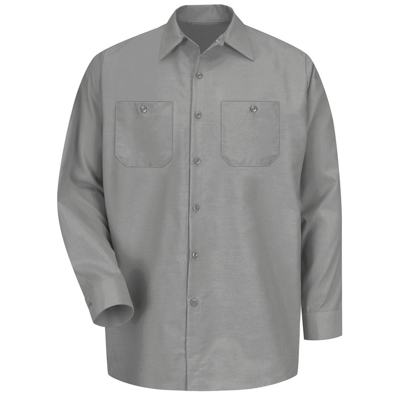Red Kap Men's Industrial Work Shirt, Regular Fit, Long Sleeve, Light Grey, X-Large - Image 5