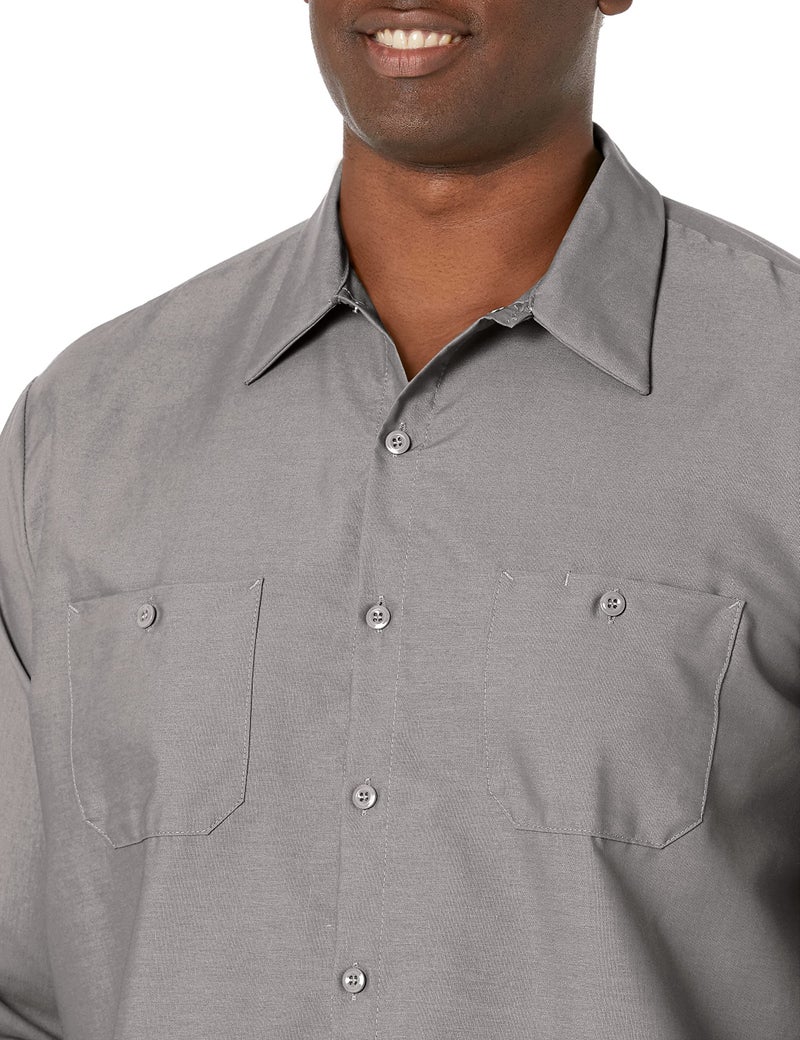 Red Kap Men's Industrial Work Shirt, Regular Fit, Long Sleeve, Light Grey, X-Large - Image 3