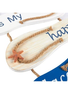 Juvale Wooden Beach Wall Hanging Decor Sign Flip Flop Beach Decorations For Home Bathroom Living Room Bedroom Dining Room The Beach Is My Happy Place 87X209 In  - Image 3