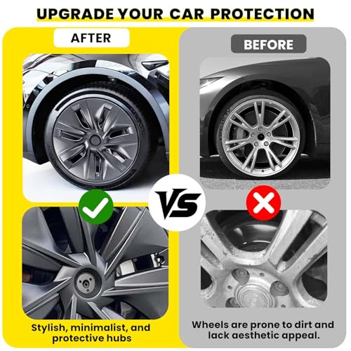 Nrovonis Wheel Covers 19 Inch for Tesla Model Y 2024 2023 2022 2021,Hubcaps Rim Protector Replacement ABS Material Tesla Model Y Accessories (4-Piece Set) - Image 4