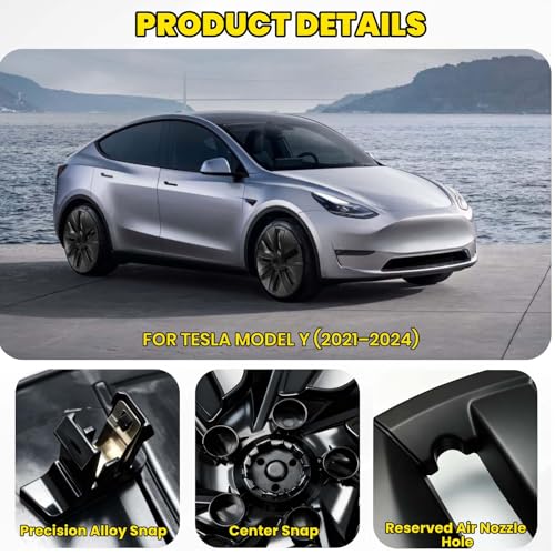 Nrovonis Wheel Covers 19 Inch for Tesla Model Y 2024 2023 2022 2021,Hubcaps Rim Protector Replacement ABS Material Tesla Model Y Accessories (4-Piece Set) - Image 5
