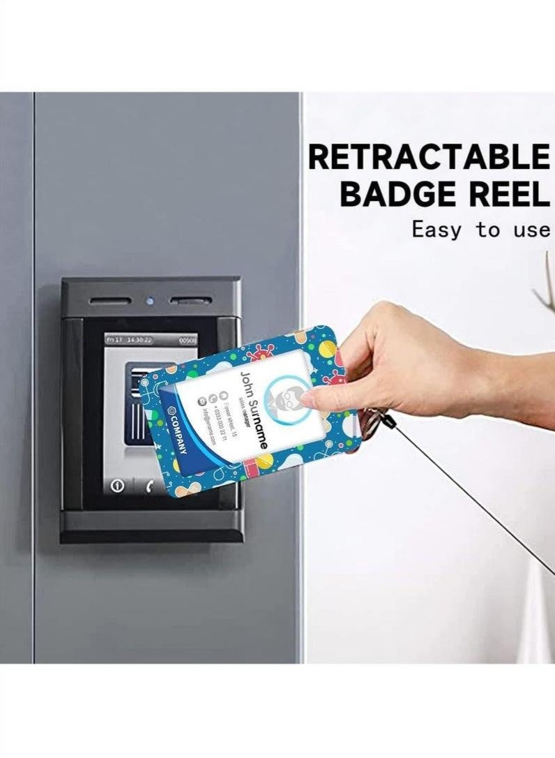 ID Badge Holder with Lanyard and Retractable Badge Reel Clip, Keychain Lanyard Name Card Vertical ID Protector, ID Card Holder Keychain Name Badge Clip for Women Men - Image 5