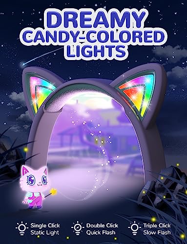 iClever Kids Headphones Cat Ear LED Light Up 85dBA Safe Volume Stereo Sound Toddler Headphones for Travel School Foldable 35mm Wired Kids Headphone for iPad Tablets Meow LollipopPurple - Image 3