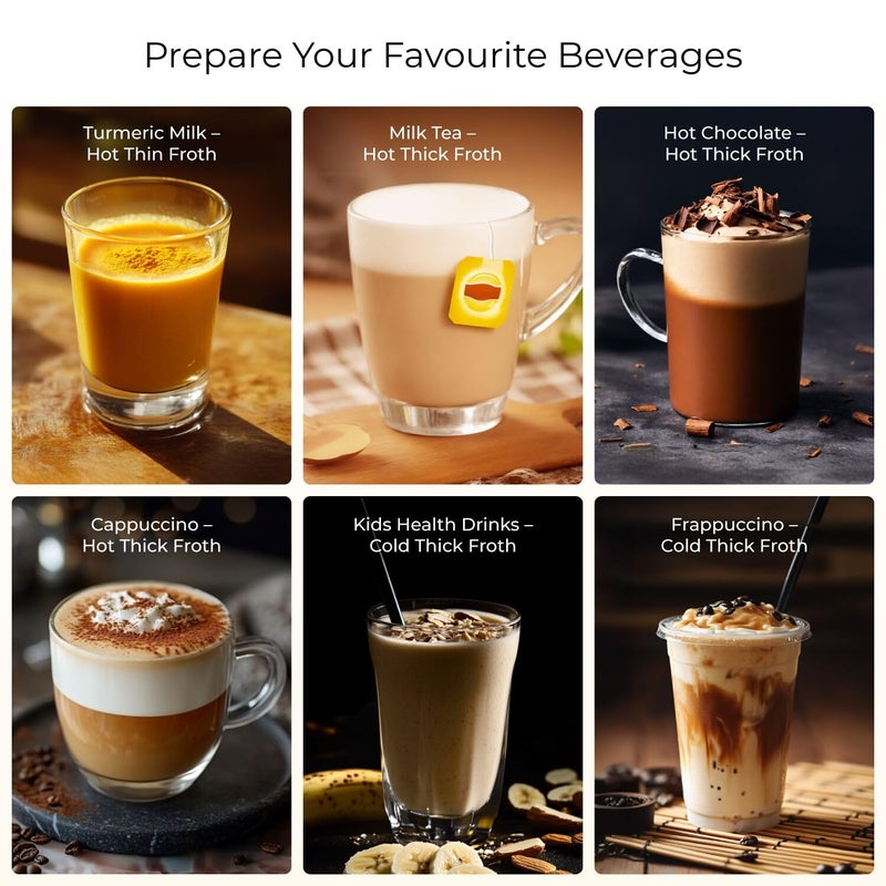 Xech صانعة القهوة الذكية مع آلة رغوة الحليب الكهربائية - دافئة وباردة للرغوة لعمل اللاتيه، الكابتشينو، الماكياتو، وحليب الكركم 500 واط 500 مل هدية عيد ميلاد للأخت والأخ (ماي كافيه) - Image 5