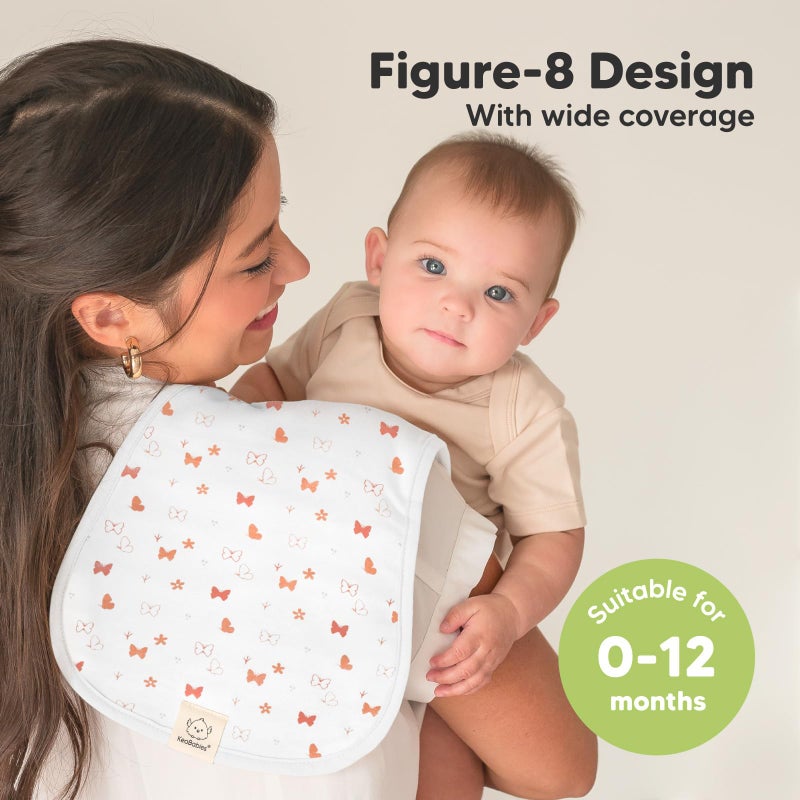 KeaBabies Organic Burp Cloths Baby Boy & Girl - 5-Pack Super Absorbent Cotton Burping Cloths for Babies, Soft & Plush Newborn Spit Up Rags, Infant Towels for Milk Spit Up, Unisex, Large 21" x 10" (Butterflies) - Image 3