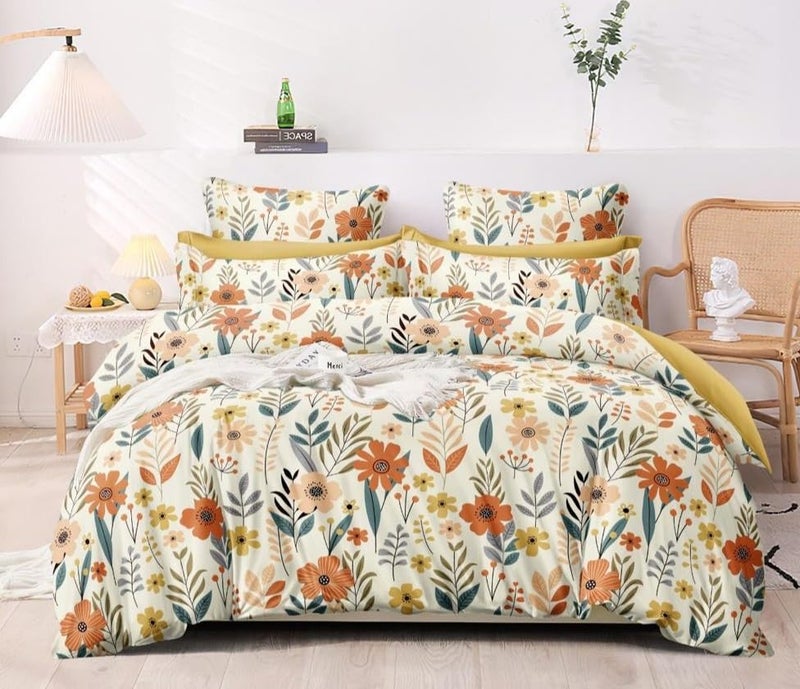 Laying Style™ 1 Reversible Comforter Super King Size 108 x 108 Both Side Same Print 1 Bedsheet King Size 108 * 108 inches and 2 Pillow Cover 4 Pieces Bedding Set | AC Quilt | AC Dohar-Multicolor - Image 1