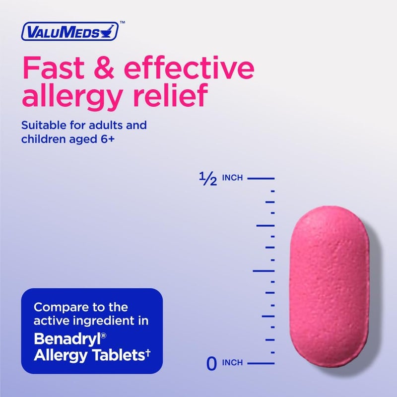 ValuMeds Allergy Medicine Antihistamine Diphenhydramine HCl 25 mg  Children and Adults  Relieve Itchy Eyes Runny Nose Sneezing 25 mg 600 - Image 5