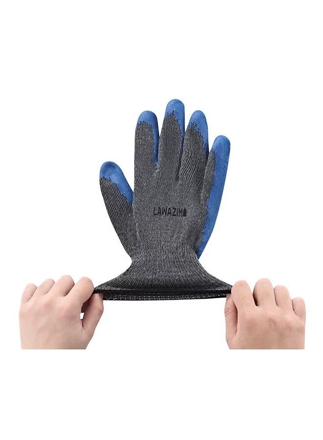 Gloves - 2 Pairs, 90g, Blue - Rubber Palm-Coated Work Gloves with Wrist Protection, Breathable Seamless Knit Cotton Fabric - Ideal for Construction, Mechanics, Warehouse, Industrial, Gardening - Image 2