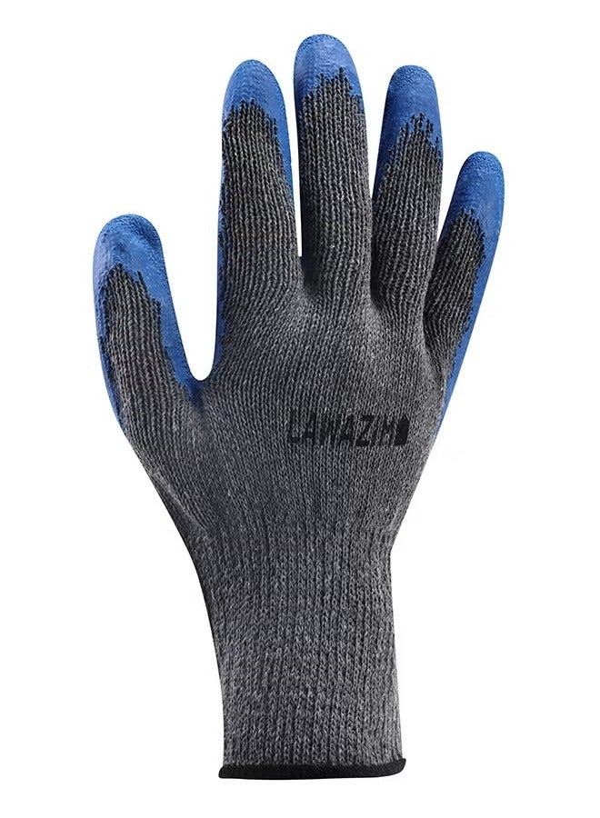 Gloves - 2 Pairs, 90g, Blue - Rubber Palm-Coated Work Gloves with Wrist Protection, Breathable Seamless Knit Cotton Fabric - Ideal for Construction, Mechanics, Warehouse, Industrial, Gardening - Image 3