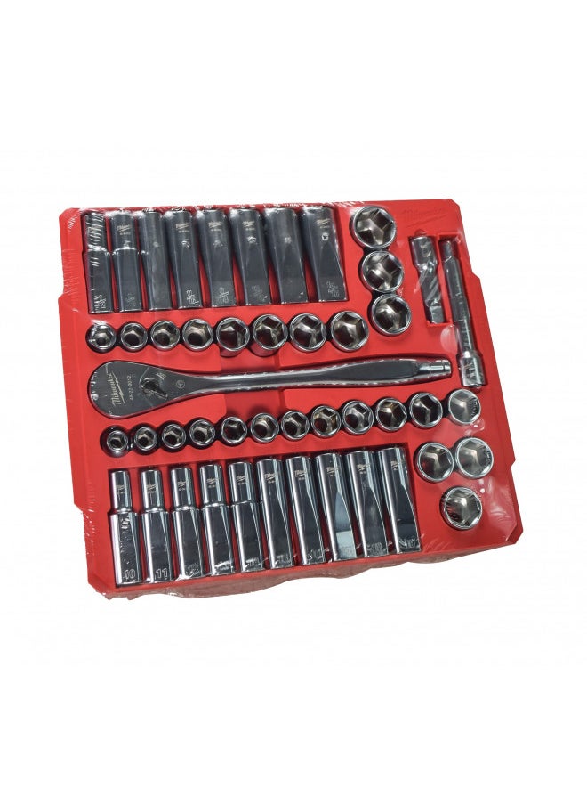 Milwaukee Milwaukee 48-22-9010 47-Piece 1/2 in. Drive Metric and SAE Ratchet and Socket Set with FOUR FLAT Sides  - Image 3