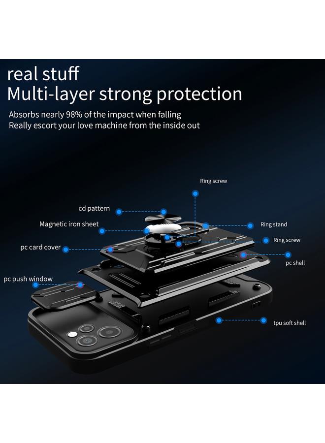 زبون جراب لهاتف Huawei Nova Y61 4G Global Sliding Camshield TPU+PC مع فتحة بطاقة - Image 5