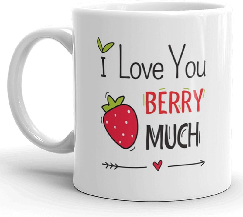 Oye Happy I Love You Berry Much Premium Couple Mugs Romantic Gift for GirlfriendBoyfriendHusbandWife on BirthdayAnniversary Ceramic Microwavable 330 ml - Image 2