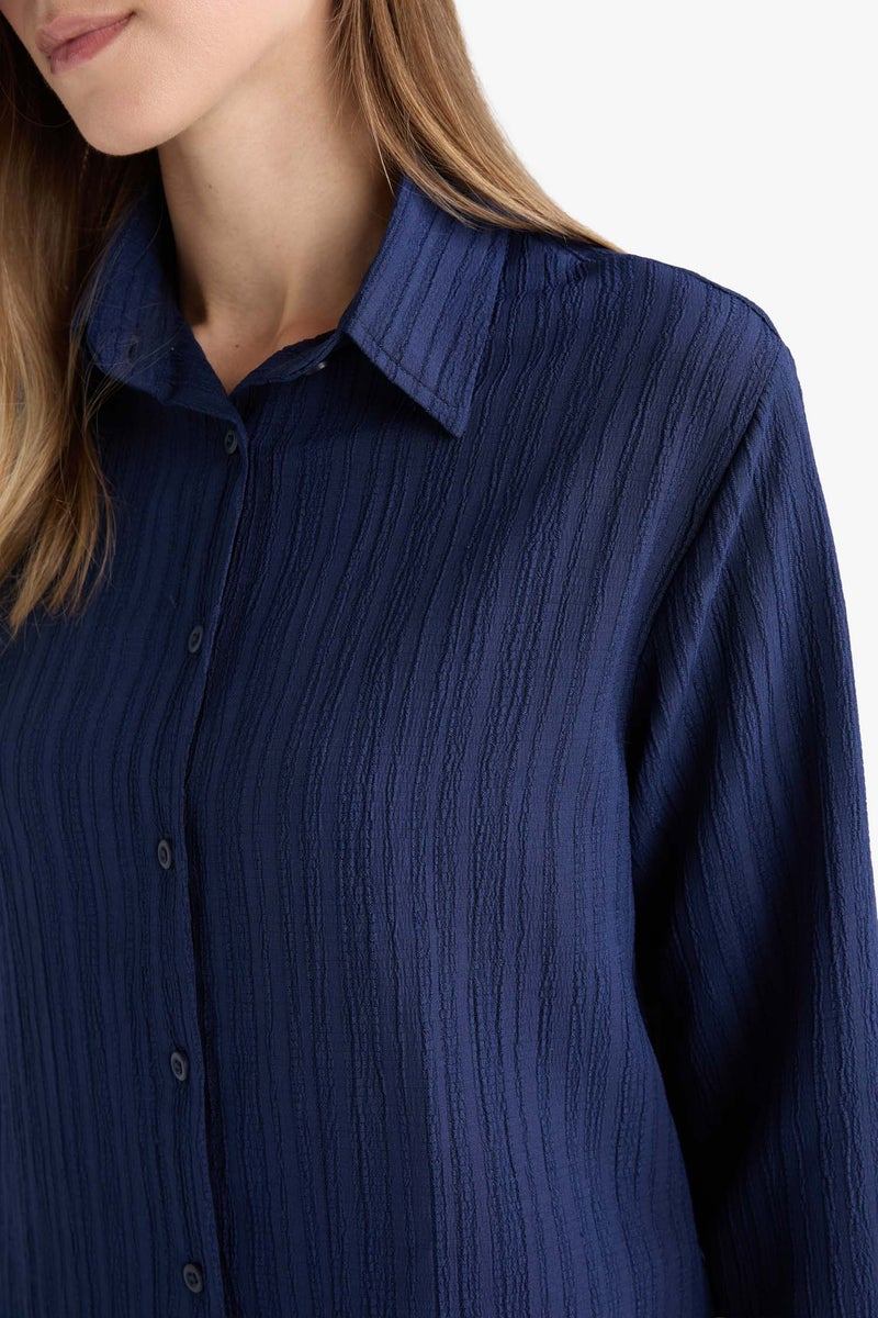 DeFacto Blue Woman Relax Fit Long Sleeve Tunic Casual - Image 5