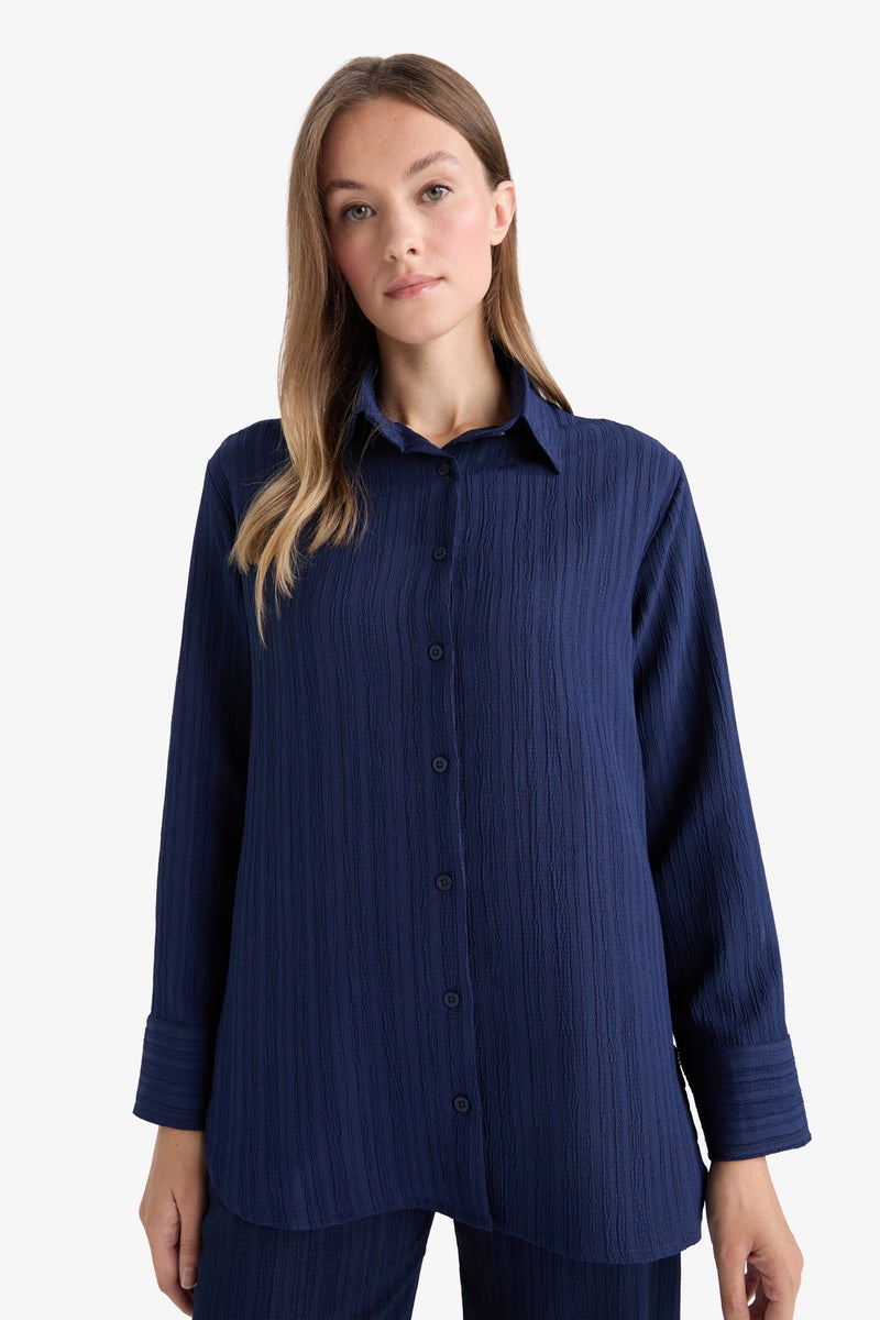 DeFacto Blue Woman Relax Fit Long Sleeve Tunic Casual - Image 3