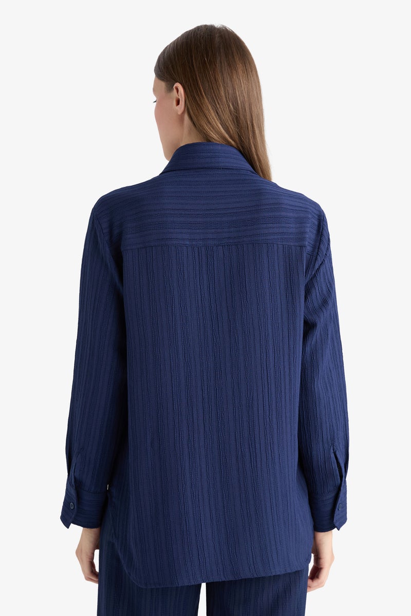 DeFacto Blue Woman Relax Fit Long Sleeve Tunic Casual - Image 4