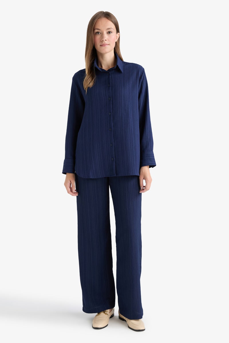 DeFacto Blue Woman Relax Fit Long Sleeve Tunic Casual - Image 2