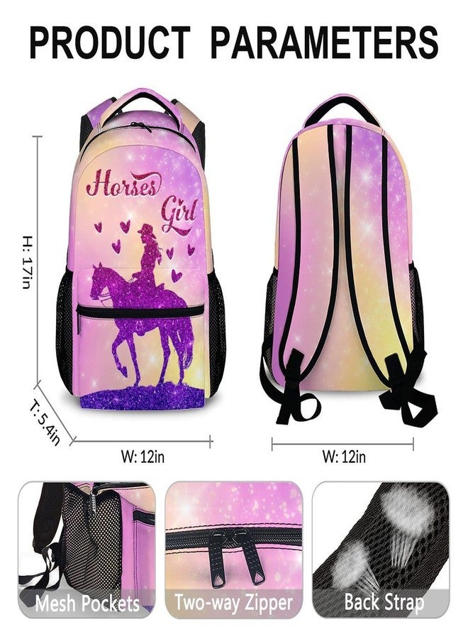 FLEXIMX Girls School Backpacks for Kids, Cute Horse Backpack, 17 Inch Pink Elementary Backpacks, Large Capacity Lightweight Bookbag for Preschool - Image 2