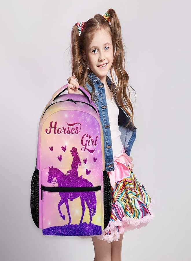 FLEXIMX Girls School Backpacks for Kids, Cute Horse Backpack, 17 Inch Pink Elementary Backpacks, Large Capacity Lightweight Bookbag for Preschool - Image 5