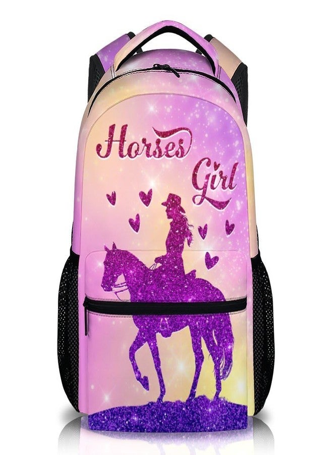 FLEXIMX Girls School Backpacks for Kids, Cute Horse Backpack, 17 Inch Pink Elementary Backpacks, Large Capacity Lightweight Bookbag for Preschool - Image 1