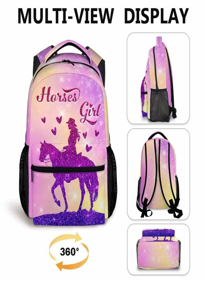 FLEXIMX Girls School Backpacks for Kids, Cute Horse Backpack, 17 Inch Pink Elementary Backpacks, Large Capacity Lightweight Bookbag for Preschool - Image 4