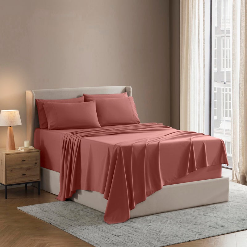 Nestl Extra Deep Pocket Split King Sheet Set - 7 PC Soft Microfiber Split King Sheet Sets deep Pocket - Fade Resistant Bedding Sheets & Pillowcases - Split King  Pink Clay - Image 1