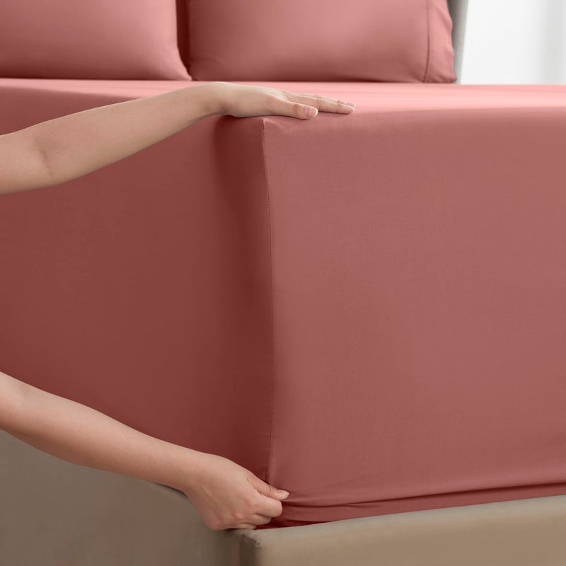 Nestl Extra Deep Pocket Split King Sheet Set - 7 PC Soft Microfiber Split King Sheet Sets deep Pocket - Fade Resistant Bedding Sheets & Pillowcases - Split King  Pink Clay - Image 3