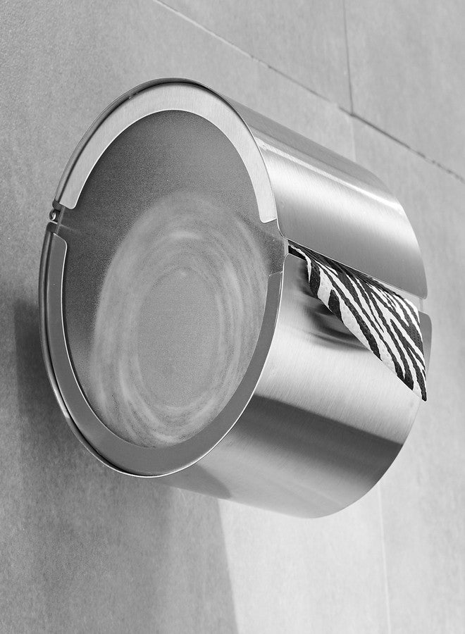 JunSun Cat Proof Toilet Paper Holder Dog Proof Toilet Paper Roll Holder Pet Proof TP Holder Anti-Cat TP Roll Holder TP Roll Keeper Protector Round Enclosed Wall Mounted Stainless Steel Brushed Nickel - Image 4
