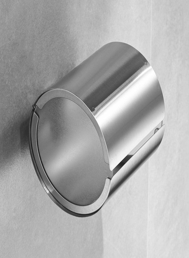 JunSun Cat Proof Toilet Paper Holder Dog Proof Toilet Paper Roll Holder Pet Proof TP Holder Anti-Cat TP Roll Holder TP Roll Keeper Protector Round Enclosed Wall Mounted Stainless Steel Brushed Nickel - Image 2