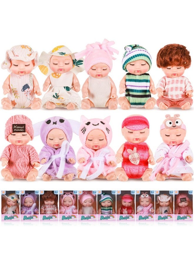 Hanaive 10 Pcs 4 Inch Mini Baby Dolls Lifelike Realistic Baby Dolls Tiny Babies With Clothes Cute Baby Doll Gifts Set For Toddlers Girls Kids 3+ Graduation Baby Shower Birthday (Cozy Style)  - Image 1