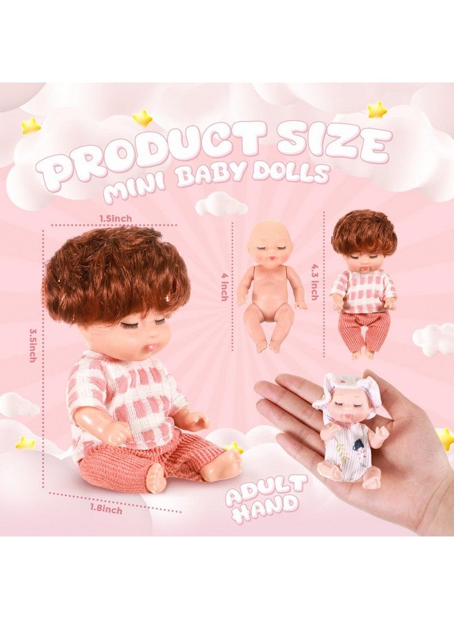 Hanaive 10 Pcs 4 Inch Mini Baby Dolls Lifelike Realistic Baby Dolls Tiny Babies With Clothes Cute Baby Doll Gifts Set For Toddlers Girls Kids 3+ Graduation Baby Shower Birthday (Cozy Style)  - Image 2
