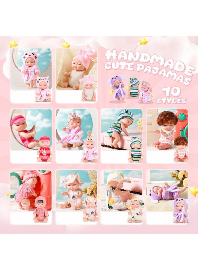 Hanaive 10 Pcs 4 Inch Mini Baby Dolls Lifelike Realistic Baby Dolls Tiny Babies With Clothes Cute Baby Doll Gifts Set For Toddlers Girls Kids 3+ Graduation Baby Shower Birthday (Cozy Style)  - Image 3