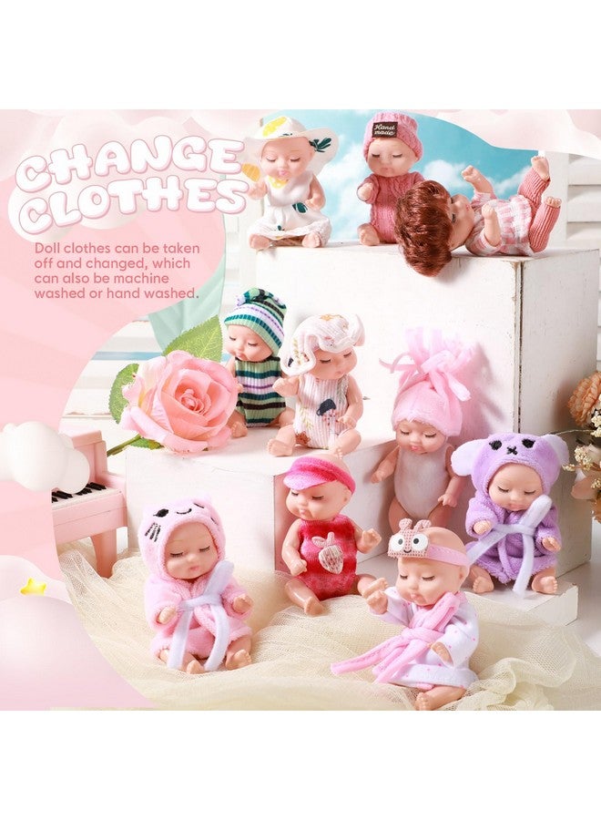 Hanaive 10 Pcs 4 Inch Mini Baby Dolls Lifelike Realistic Baby Dolls Tiny Babies With Clothes Cute Baby Doll Gifts Set For Toddlers Girls Kids 3+ Graduation Baby Shower Birthday (Cozy Style)  - Image 5