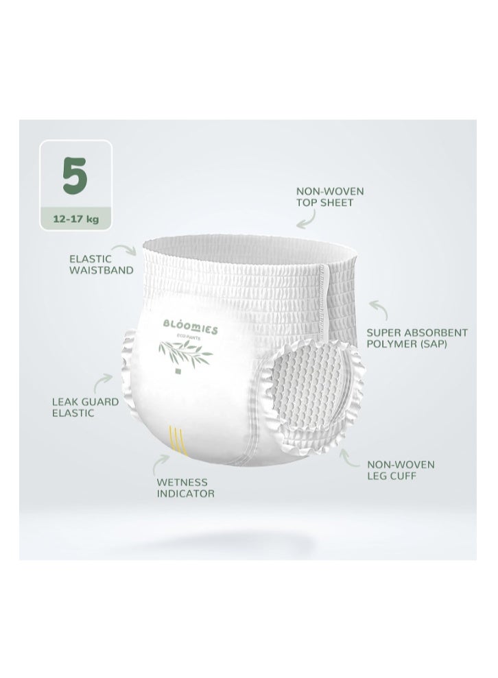Bloomies Premium Baby Diaper Pants Size 5, 12-17kg, 22 Count, Wetness Indicator Eco-friendly and Hypoallergenic Ultra-soft Nappy Diapers Pant Skin Friendly, Leakage Protection, Natural Bamboo Made - Image 2