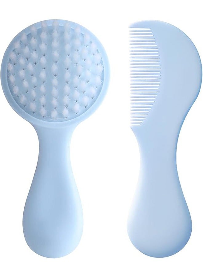 Baby Hair Comb Set, Soft Baby Hair Brush Baby Comb Hair Comb Set Baby Care Hair Brush for Girls and Boys, Ideal Present for Baby, Blue  - Image 1