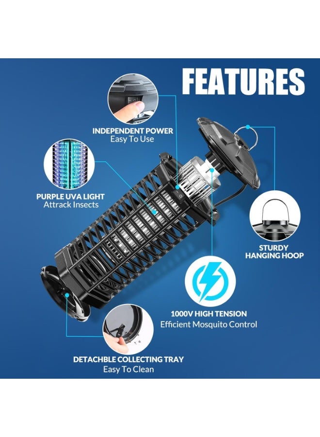 Electric Mosquito Killer, Mosquitoes and Flying Insects Zapper, Electric Mosquito, Fly Zapper, Bug Zapper of Inside and Outside, Portable UV Indoor and Outdoor Flying Fly Insect Killer Electronic UV Lamp for Home, Bedroom, Kitchen, Office - Image 3