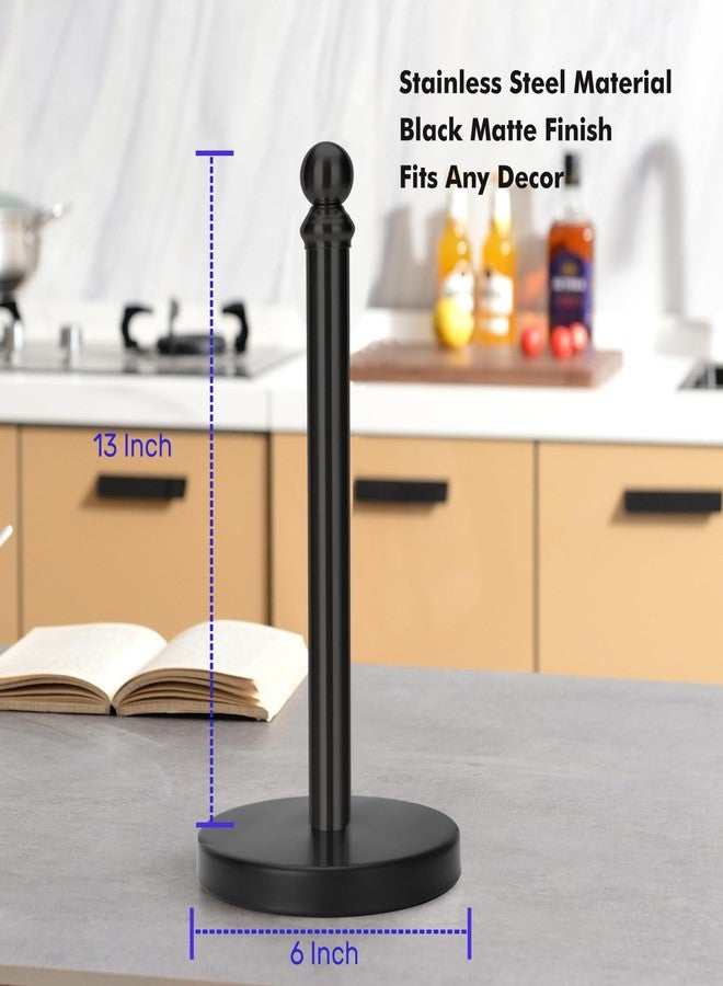 exilon Paper Towel Holder Countertop, Standing Paper Towel Roll Holder for Kitchen Bathroom, with Weighted Base for One-Handed Operation (Black) - Image 3