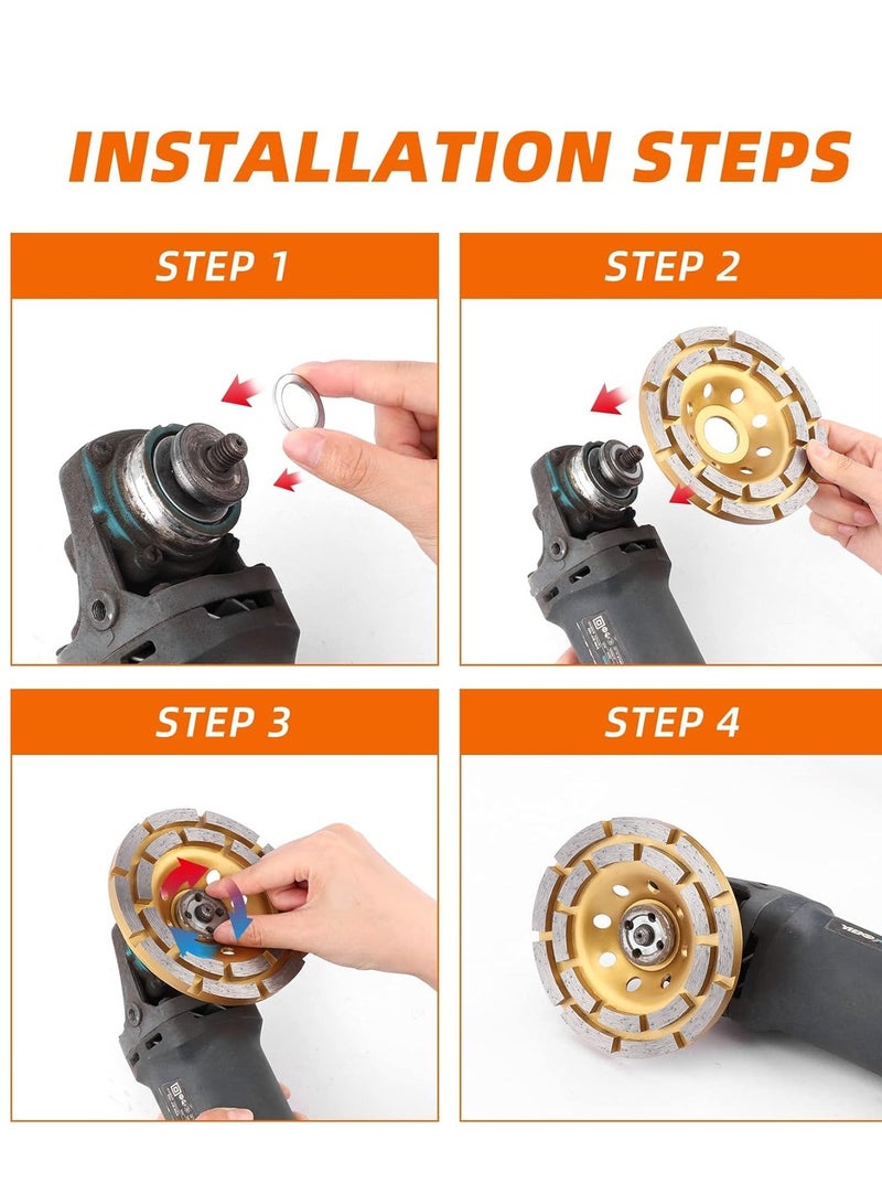 Concrete Stone Ceramic Turbo Diamond Grinding Cup Wheel Wheels Heavy Duty for Cement Marble Rock Granite Surface Aggressive Polishing 115mm - Image 3