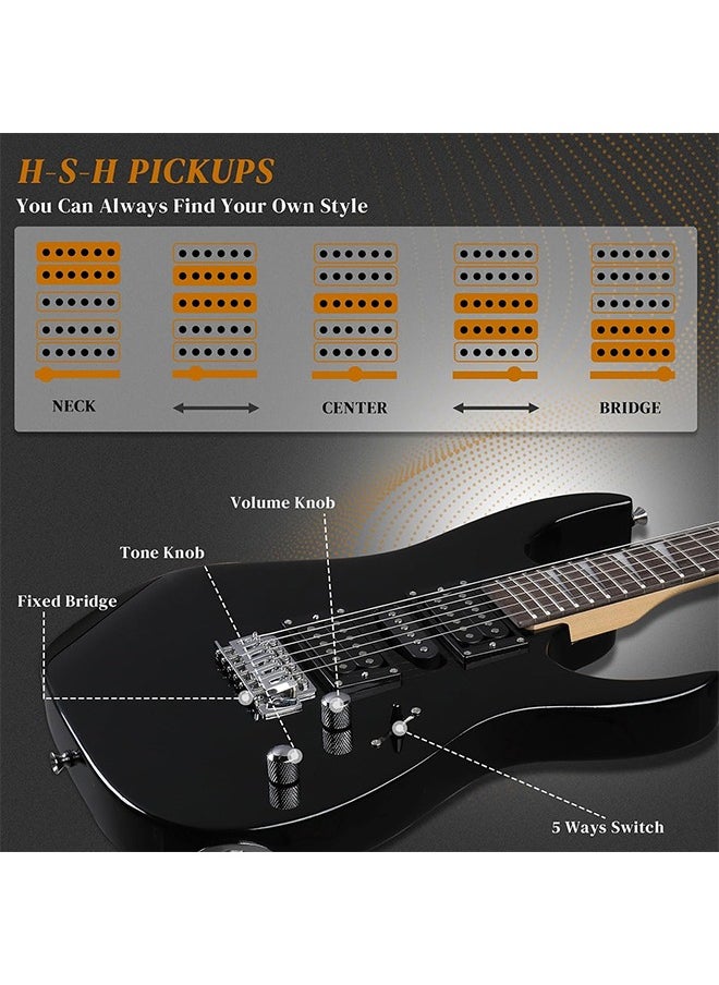 Jidyous - 39 Inch 6 Strings 24 Frets Electric Guitar With 5W Mini Amplifier,Bag And 8-Piece Accessories - Image 1