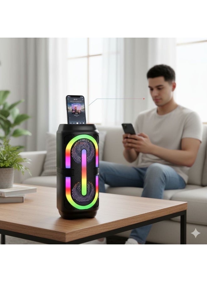 Bluetooth Subwoofer 2 speakers with External Microphone -with two speakers Multimedia Speaker - Portable Wireless Speaker with RGB LED Light and Rechargeable Battery for Smartphones, TV, Tablets, and Computers - Wireless Speaker - Image 2