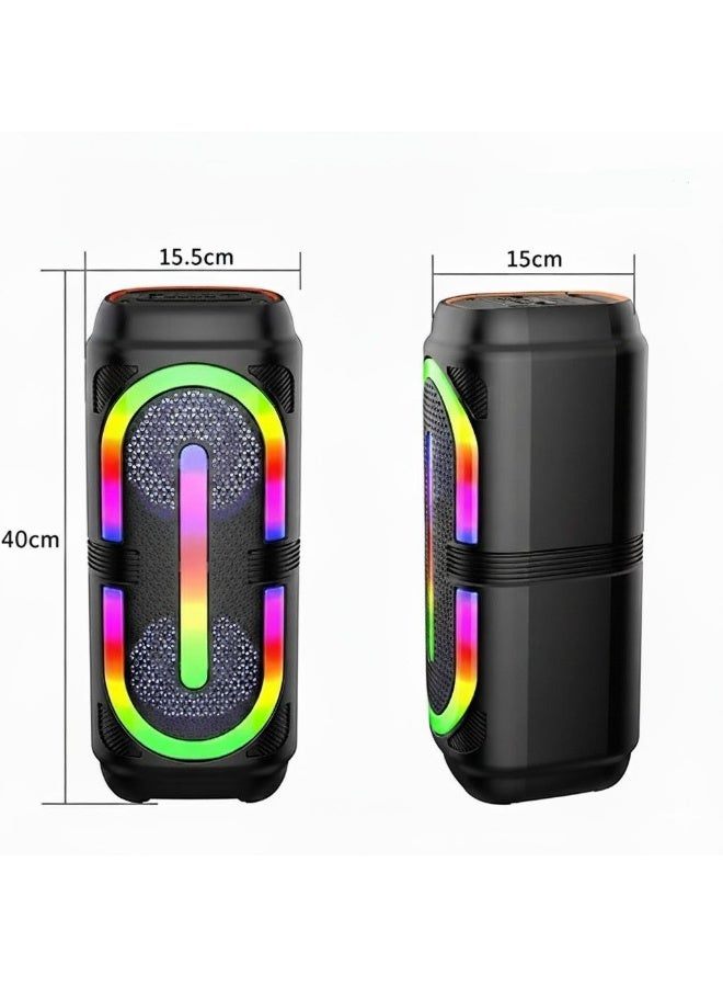 Bluetooth Subwoofer 2 speakers with External Microphone -with two speakers Multimedia Speaker - Portable Wireless Speaker with RGB LED Light and Rechargeable Battery for Smartphones, TV, Tablets, and Computers - Wireless Speaker - Image 1