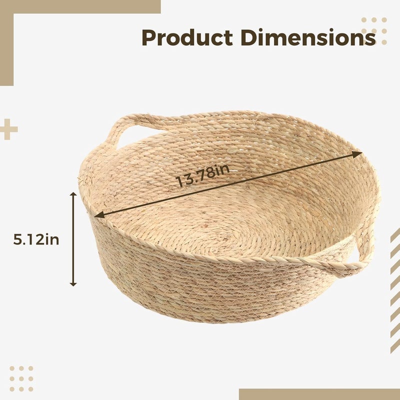 Small Straw Woven Cat Bed, 13.8 X 5.1 in, Cozy Rattan Wicker Basket Design for Cats Up to 7 Lbs, with Handles for All Seasons - Image 4