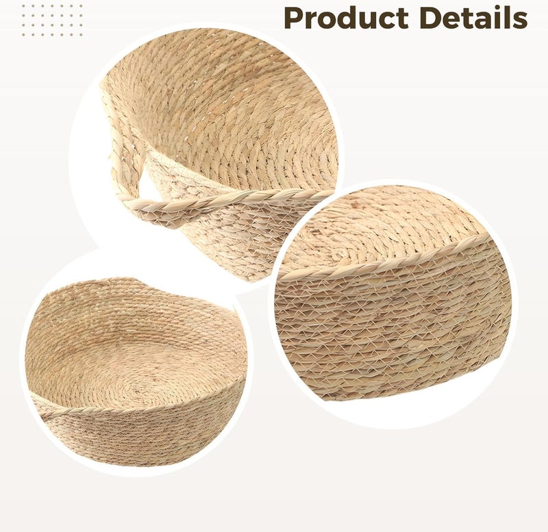 Small Straw Woven Cat Bed, 13.8 X 5.1 in, Cozy Rattan Wicker Basket Design for Cats Up to 7 Lbs, with Handles for All Seasons - Image 2