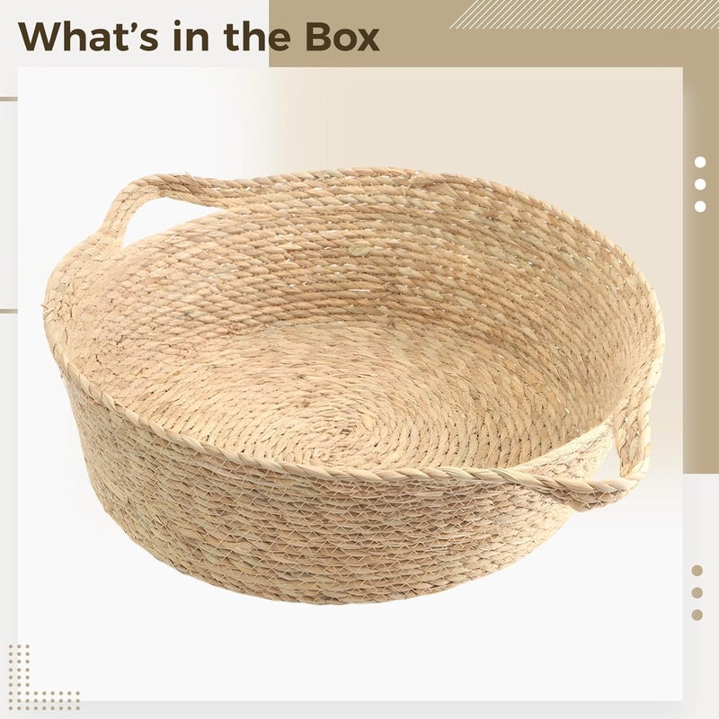 Small Straw Woven Cat Bed, 13.8 X 5.1 in, Cozy Rattan Wicker Basket Design for Cats Up to 7 Lbs, with Handles for All Seasons - Image 5