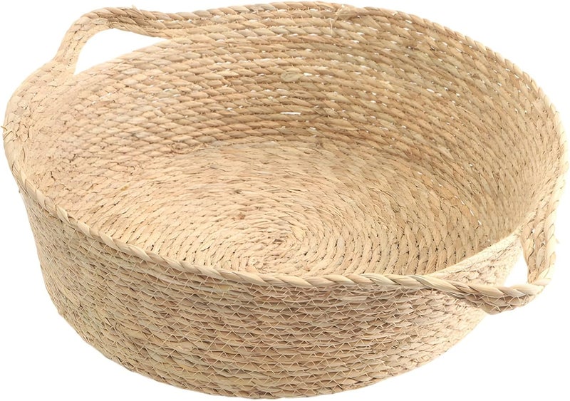 Small Straw Woven Cat Bed, 13.8 X 5.1 in, Cozy Rattan Wicker Basket Design for Cats Up to 7 Lbs, with Handles for All Seasons - Image 1