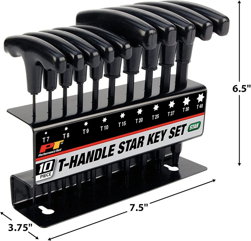 Performance Tool W80276 10-Piece Star T-Handle Hex Key Set in Black - Image 3